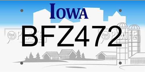 BFZ472 Iowa License Plate