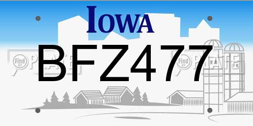 BFZ477 Iowa License Plate