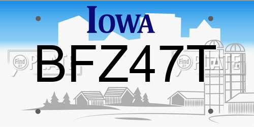 BFZ47T Iowa License Plate