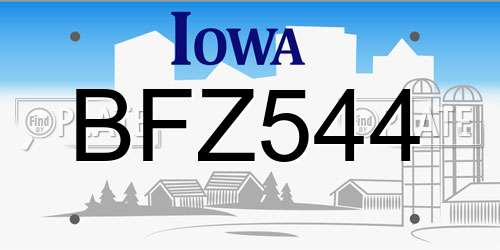BFZ544 Iowa License Plate