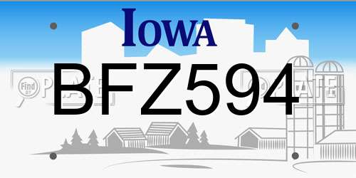 BFZ594 Iowa License Plate