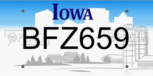 BFZ659 Iowa License Plate