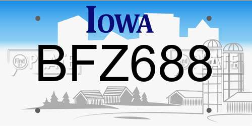 BFZ688 Iowa License Plate