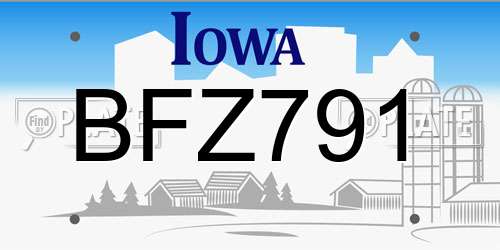 BFZ791 Iowa License Plate