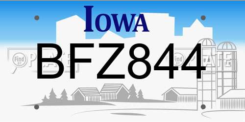 BFZ844 Iowa License Plate