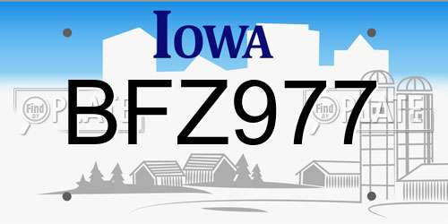 BFZ977 Iowa License Plate