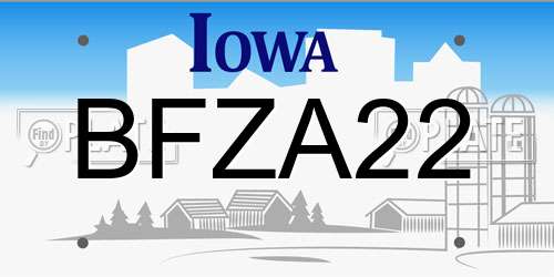BFZA22 Iowa License Plate