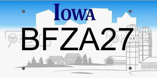 BFZA27 Iowa License Plate