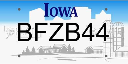 BFZB44 Iowa License Plate