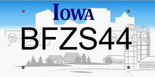 BFZS44 Iowa License Plate