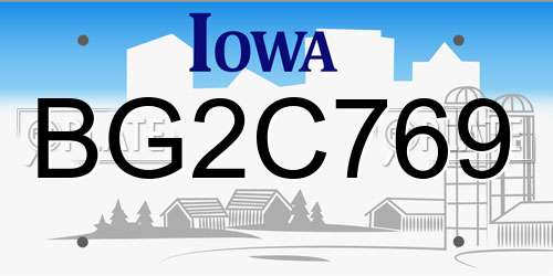 BG2C769 Iowa License Plate