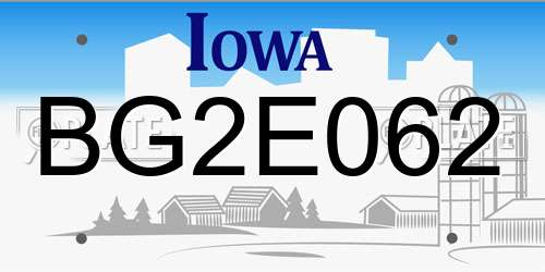 BG2E062 Iowa License Plate
