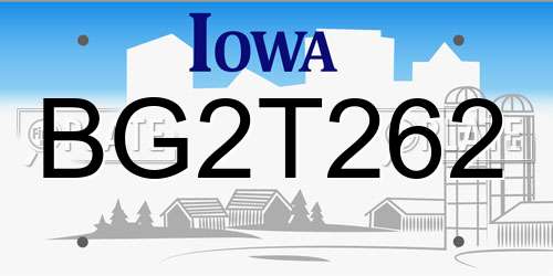 BG2T262 Iowa License Plate