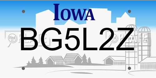 BG5L2Z Iowa License Plate