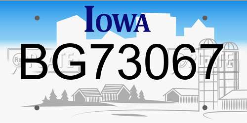 BG73067 Iowa License Plate