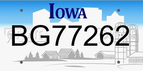 BG77262 Iowa License Plate