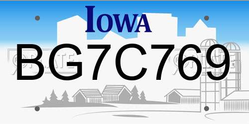 BG7C769 Iowa License Plate