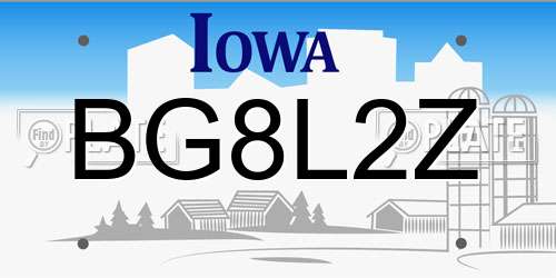 BG8L2Z Iowa License Plate