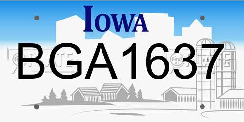 BGA1637 Iowa License Plate