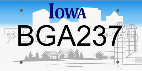 BGA237 Iowa License Plate