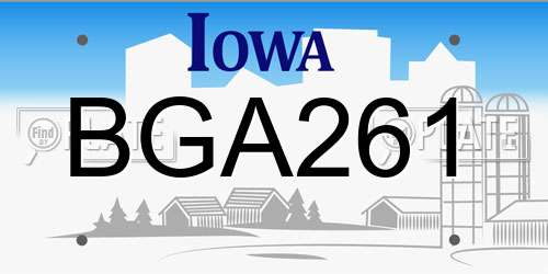 BGA261 Iowa License Plate