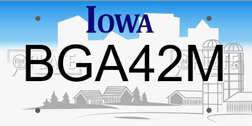 BGA42M Iowa License Plate