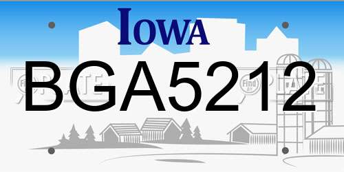 BGA5212 Iowa License Plate