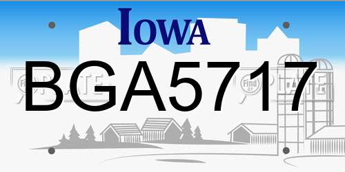 BGA5717 Iowa License Plate