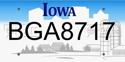 BGA8717 Iowa License Plate