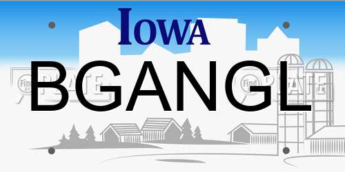 BGANGL Iowa License Plate
