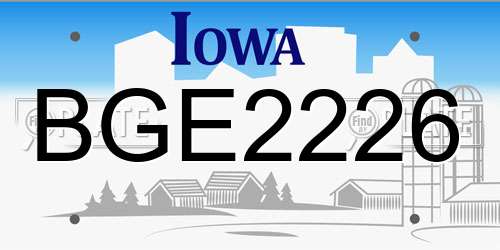 BGE2226 Iowa License Plate