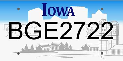 BGE2722 Iowa License Plate