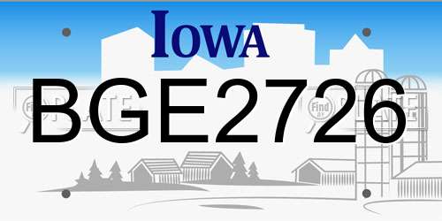 BGE2726 Iowa License Plate