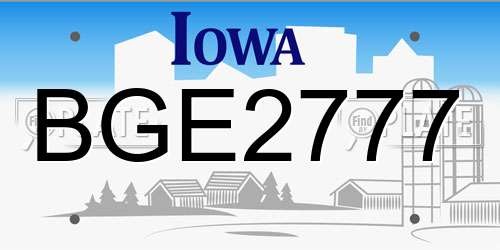 BGE2777 Iowa License Plate