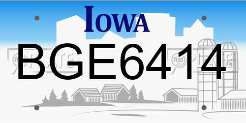 BGE6414 Iowa License Plate