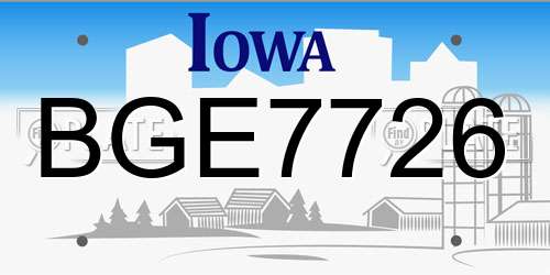 BGE7726 Iowa License Plate
