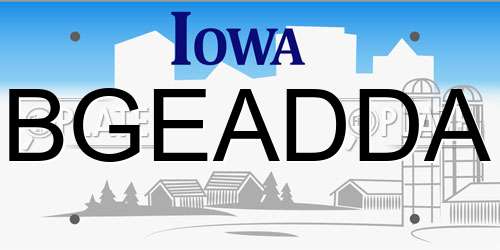 BGEADDA Iowa License Plate