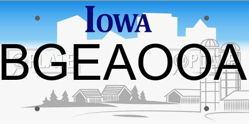 BGEAOOA Iowa License Plate