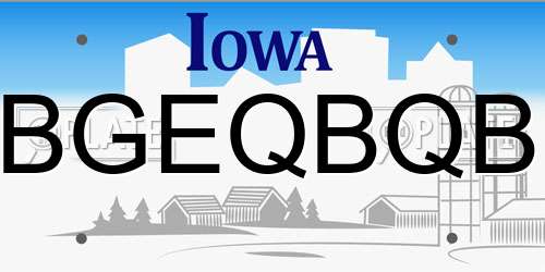 BGEQBQB Iowa License Plate
