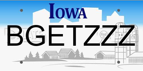 BGETZZZ Iowa License Plate