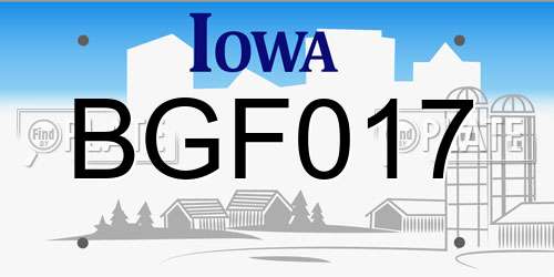 BGF017 Iowa License Plate