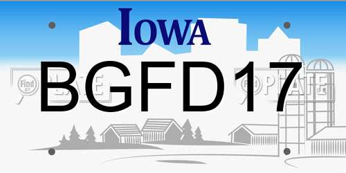 BGFD17 Iowa License Plate