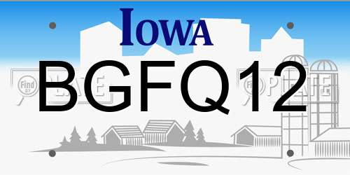 BGFQ12 Iowa License Plate