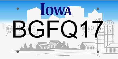 BGFQ17 Iowa License Plate