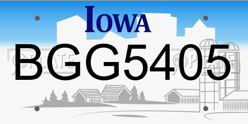BGG5405 Iowa License Plate
