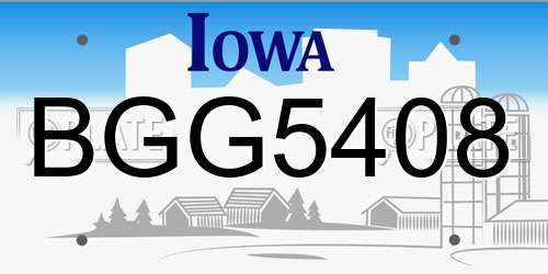 BGG5408 Iowa License Plate