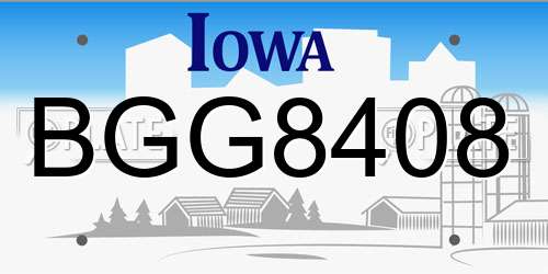 BGG8408 Iowa License Plate
