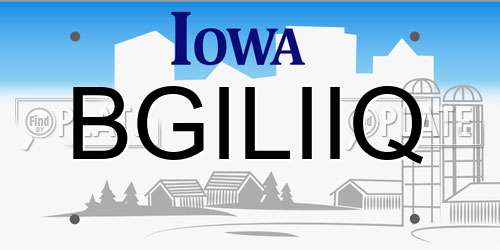 BGILIIQ Iowa License Plate