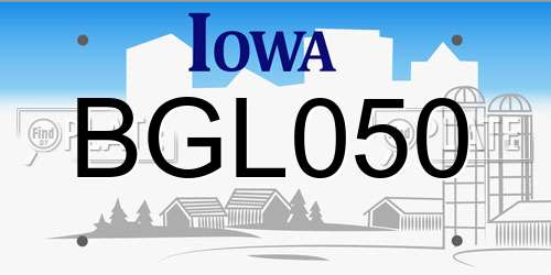 BGL050 Iowa License Plate