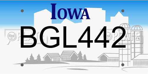 BGL442 Iowa License Plate